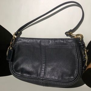Black leather Wristlet/Clutch